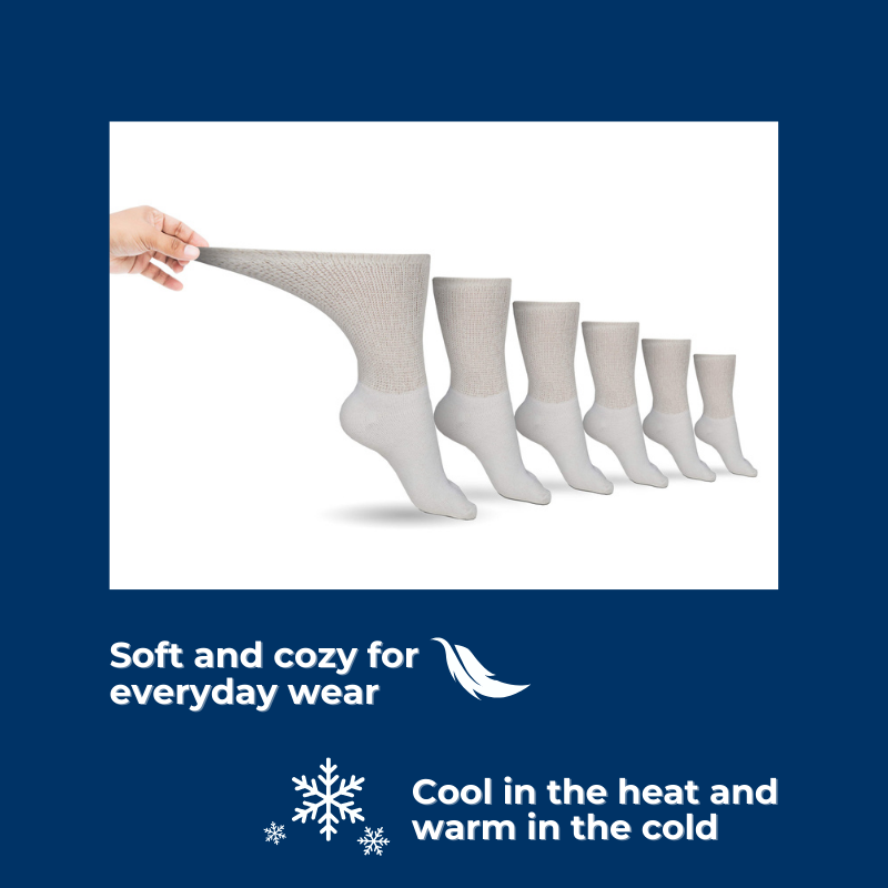 Men's Cotton Diabetic Crew Socks – 6-Pair Pack, Non-Binding Comfort