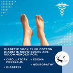 Men's Cotton Diabetic Crew Socks – 6-Pair Pack, Non-Binding Comfort