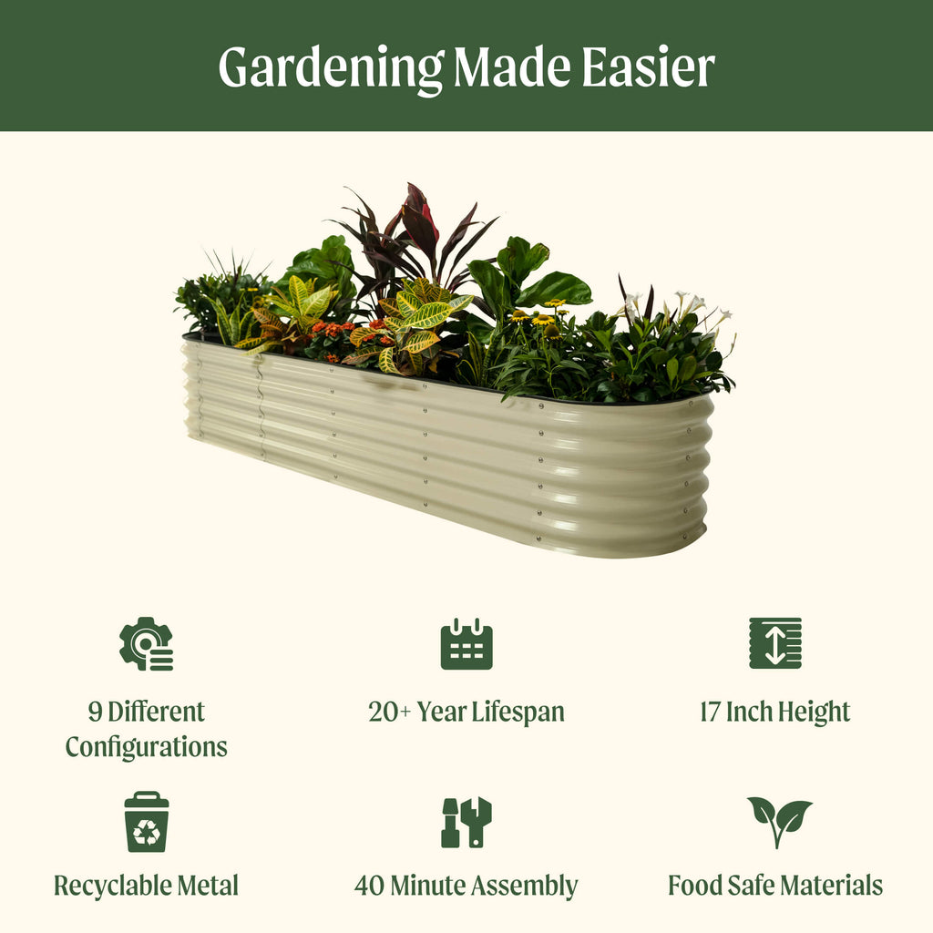 17" Tall 9-in-1 Modular Metal Raised Garden Bed Kit – Large