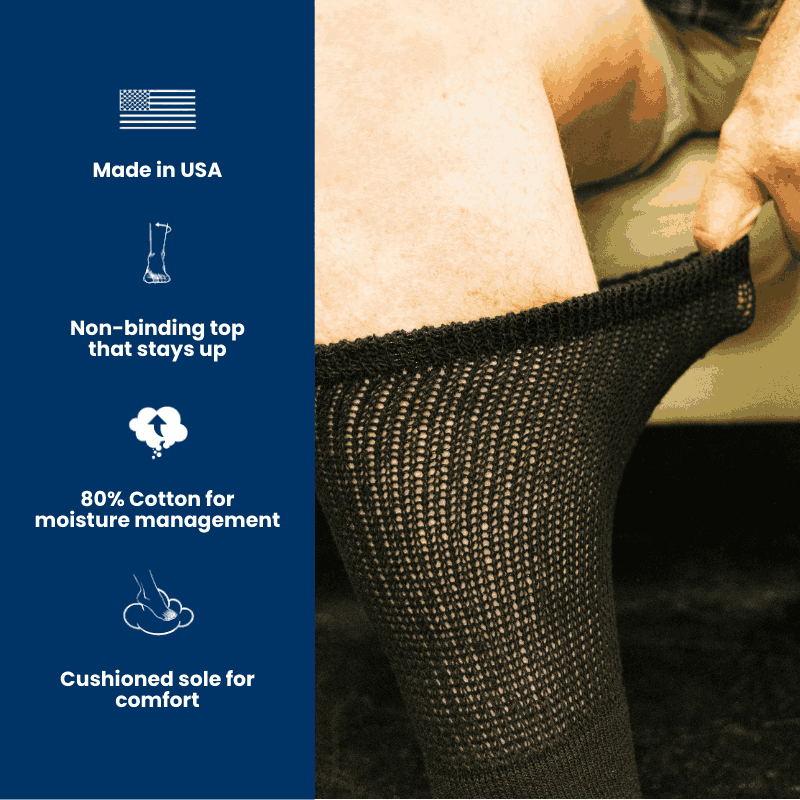 Men's Cotton Diabetic Crew Socks – 6-Pair Pack, Non-Binding Comfort