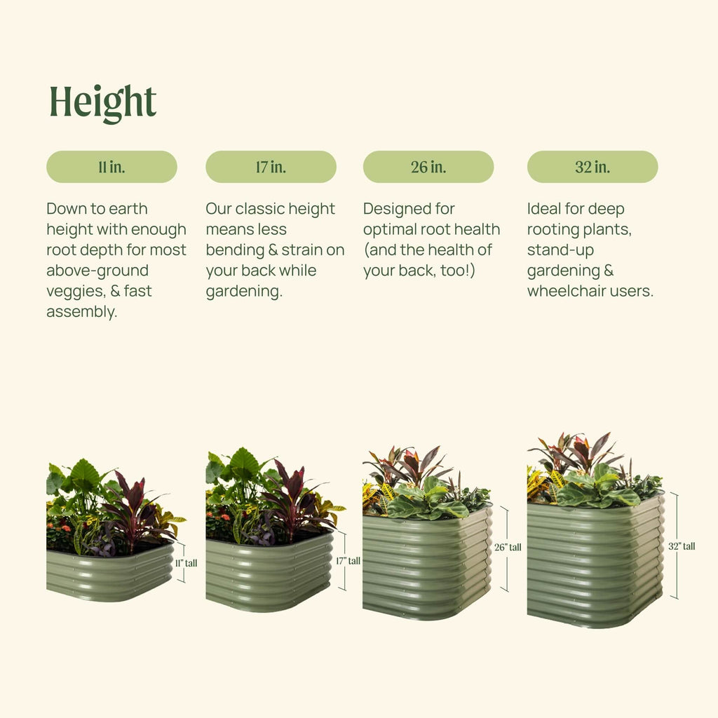 17" Tall 9-in-1 Modular Metal Raised Garden Bed Kit – Large
