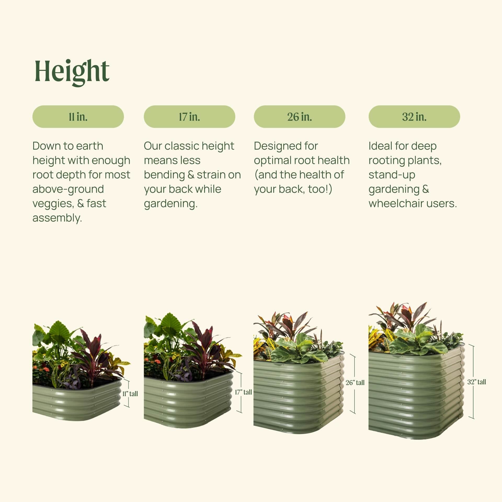 17" Tall 9-in-1 Modular Metal Raised Garden Bed Kit – Large