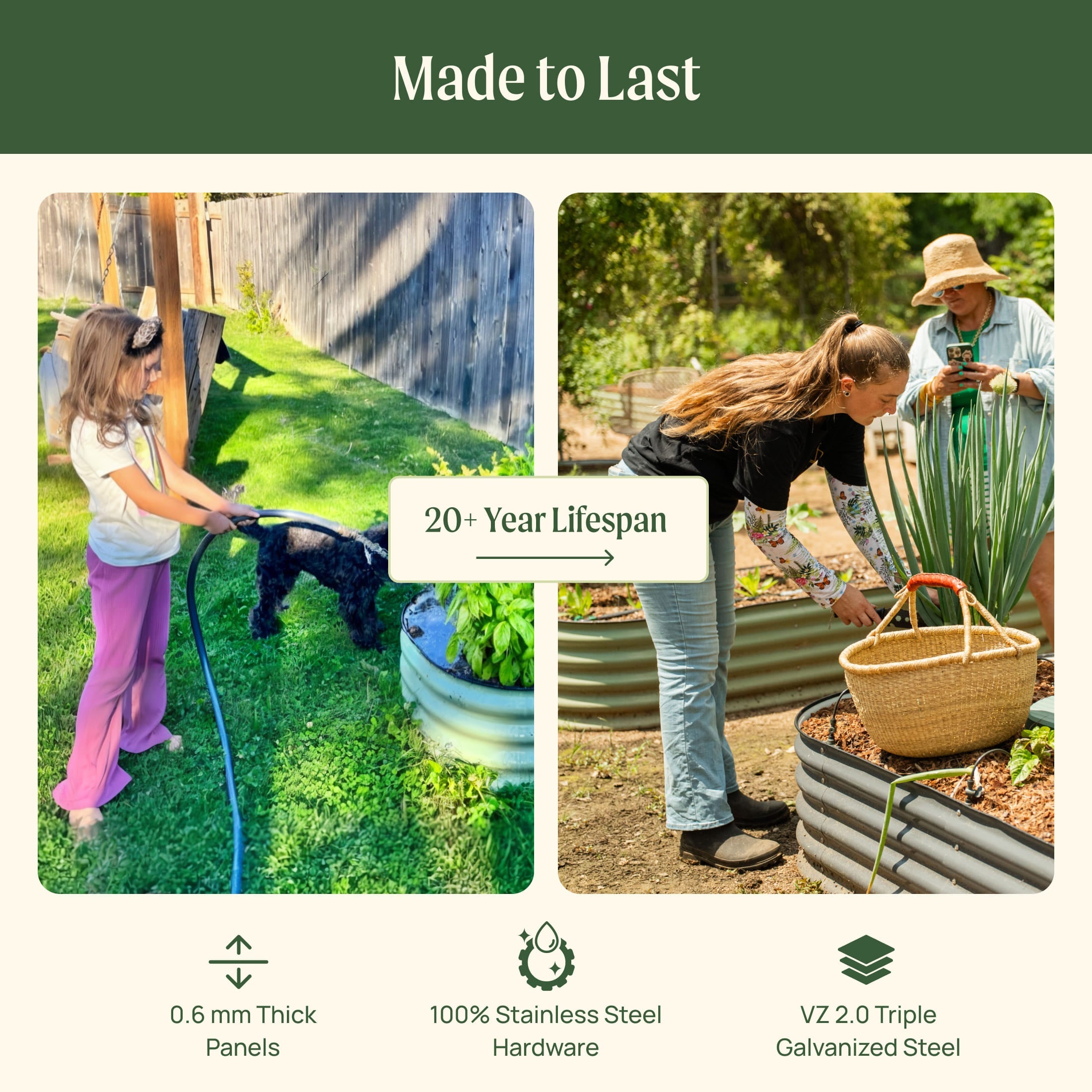 17" Tall 9-in-1 Modular Metal Raised Garden Bed Kit – Large