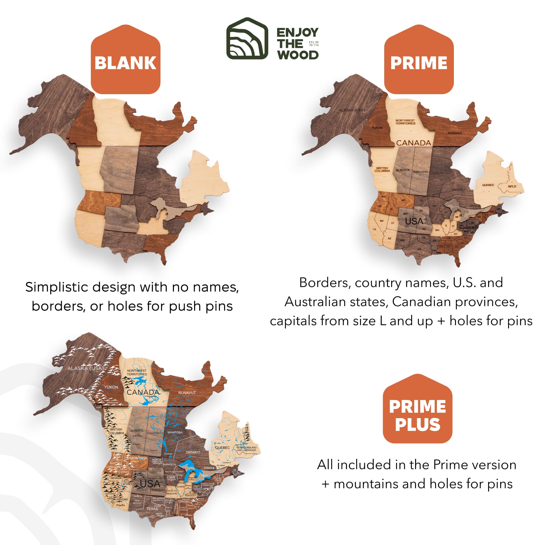 3D Wooden World Map – Multicolor Layered Wall Art
