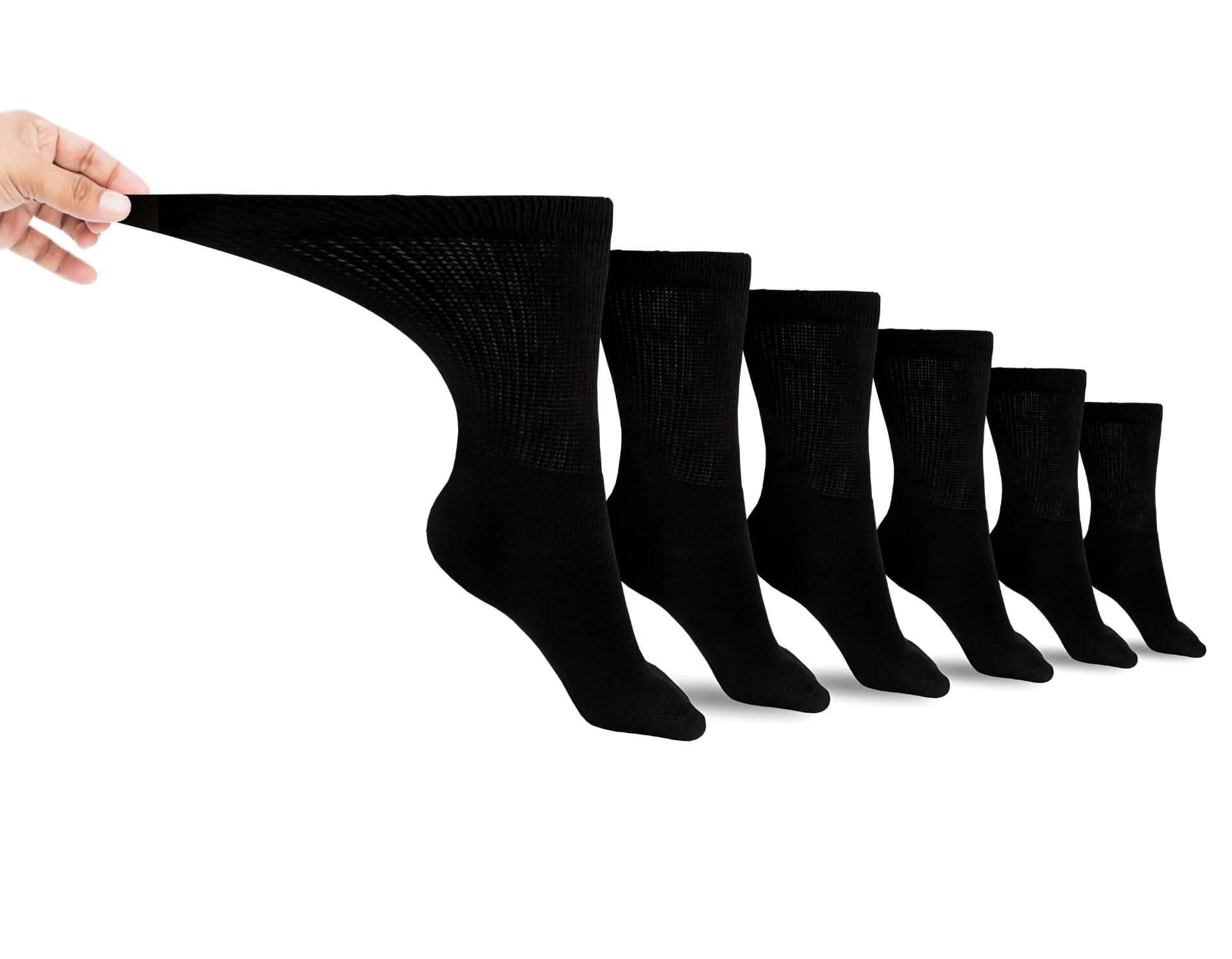 Men's Cotton Diabetic Crew Socks – 6-Pair Pack, Non-Binding Comfort