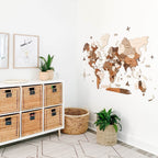 3D Wooden World Map – Multicolor Layered Wall Art
