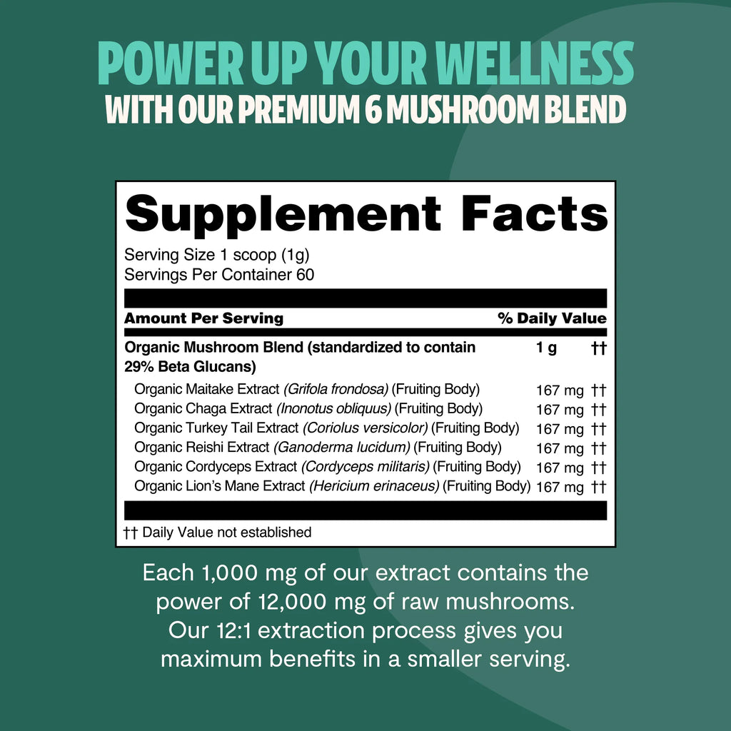 Organic Mushroom Extract Powder Blend – Daily Functional Mushroom Mix