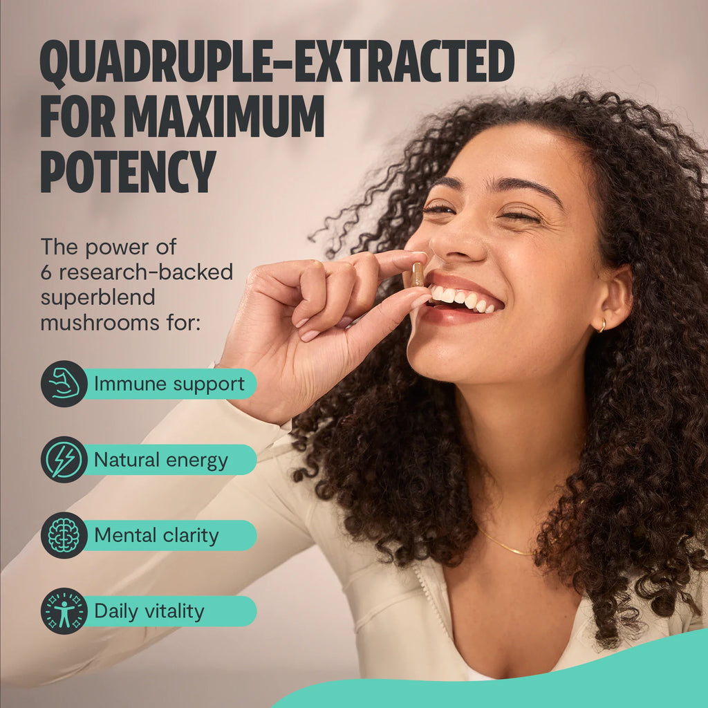 Organic Mushroom Complex Capsules – 10-Mushroom Immune & Brain Support