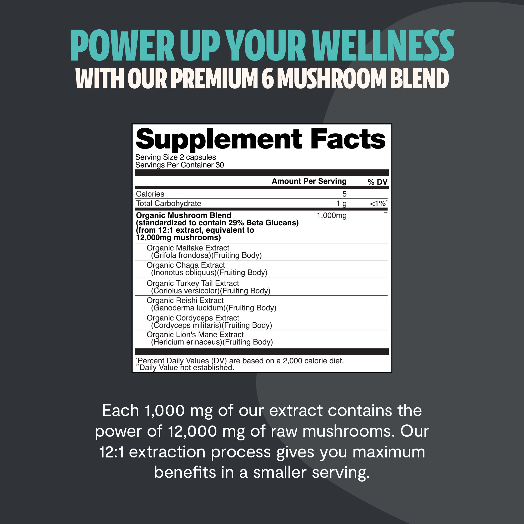 Organic Mushroom Complex Capsules – 10-Mushroom Immune & Brain Support