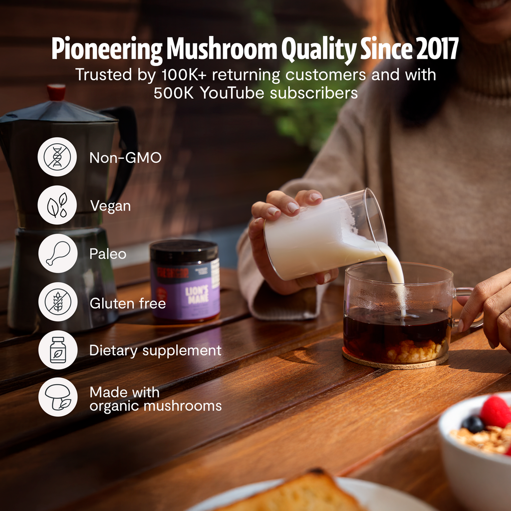 Organic Mushroom Complex Capsules – 10-Mushroom Immune & Brain Support