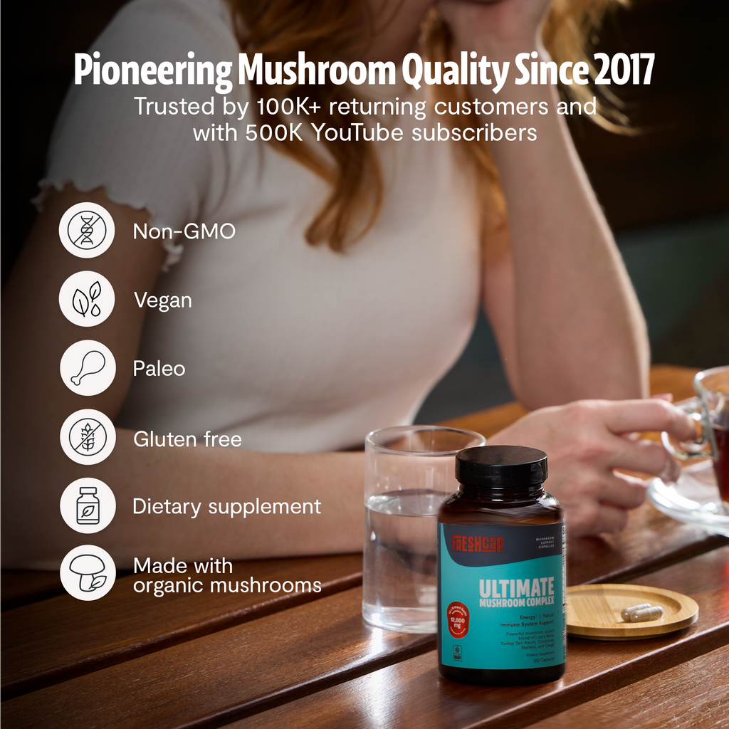 Organic Mushroom Complex Capsules – 10-Mushroom Immune & Brain Support