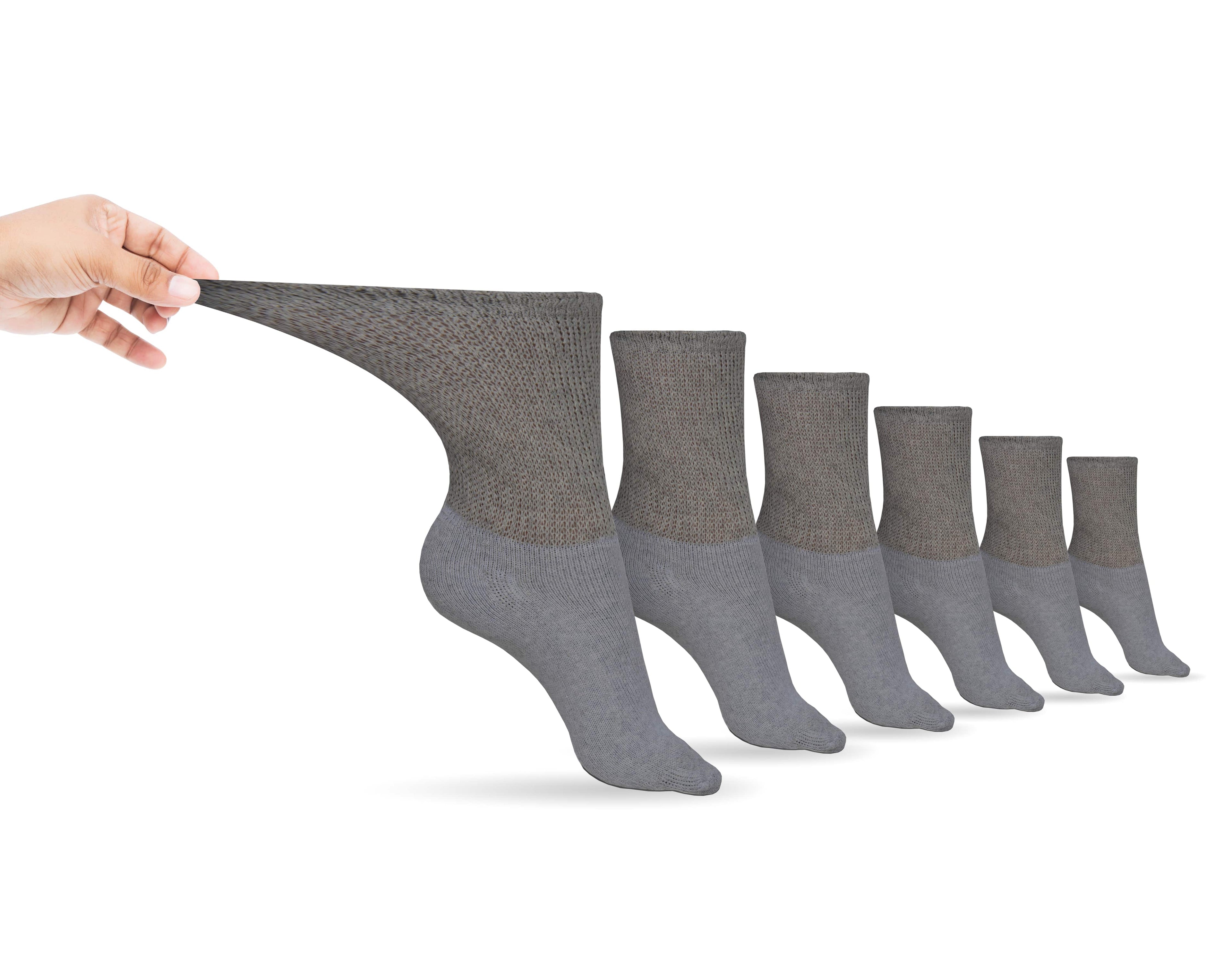 Men's Cotton Diabetic Crew Socks – 6-Pair Pack, Non-Binding Comfort