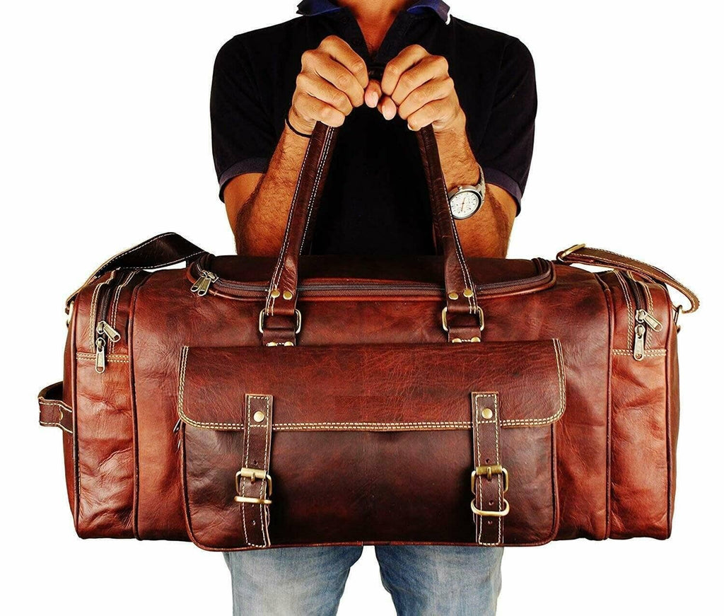Traveler Weekender Duffle – Premium Canvas & Leather Travel Bag