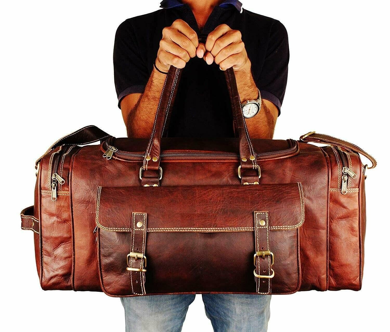 Traveler Weekender Duffle – Premium Canvas & Leather Travel Bag