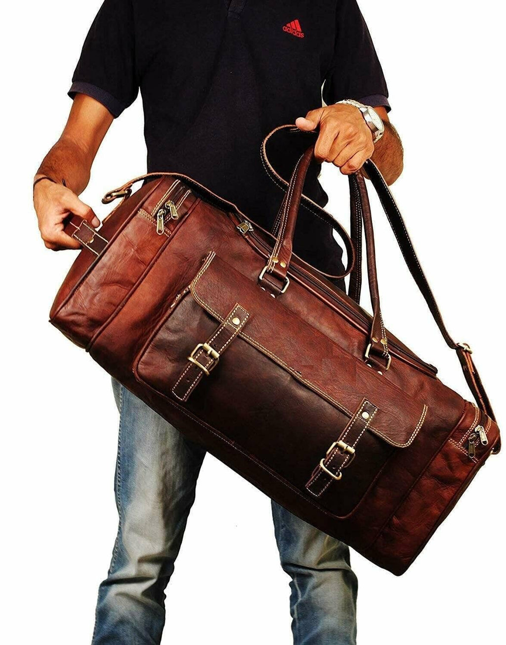 Traveler Weekender Duffle – Premium Canvas & Leather Travel Bag