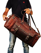Traveler Weekender Duffle – Premium Canvas & Leather Travel Bag