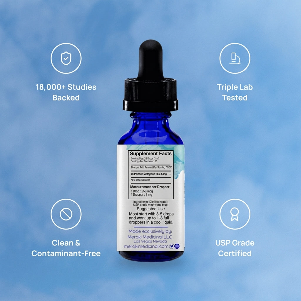 Meraki Blu USP Grade Methylene Blue 150mg – Cognitive & Mitochondrial Support