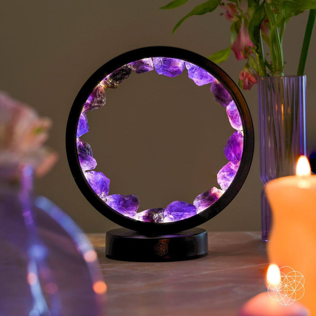 I Am At Peace – Spiritual Protection Amethyst Crystal Lamp