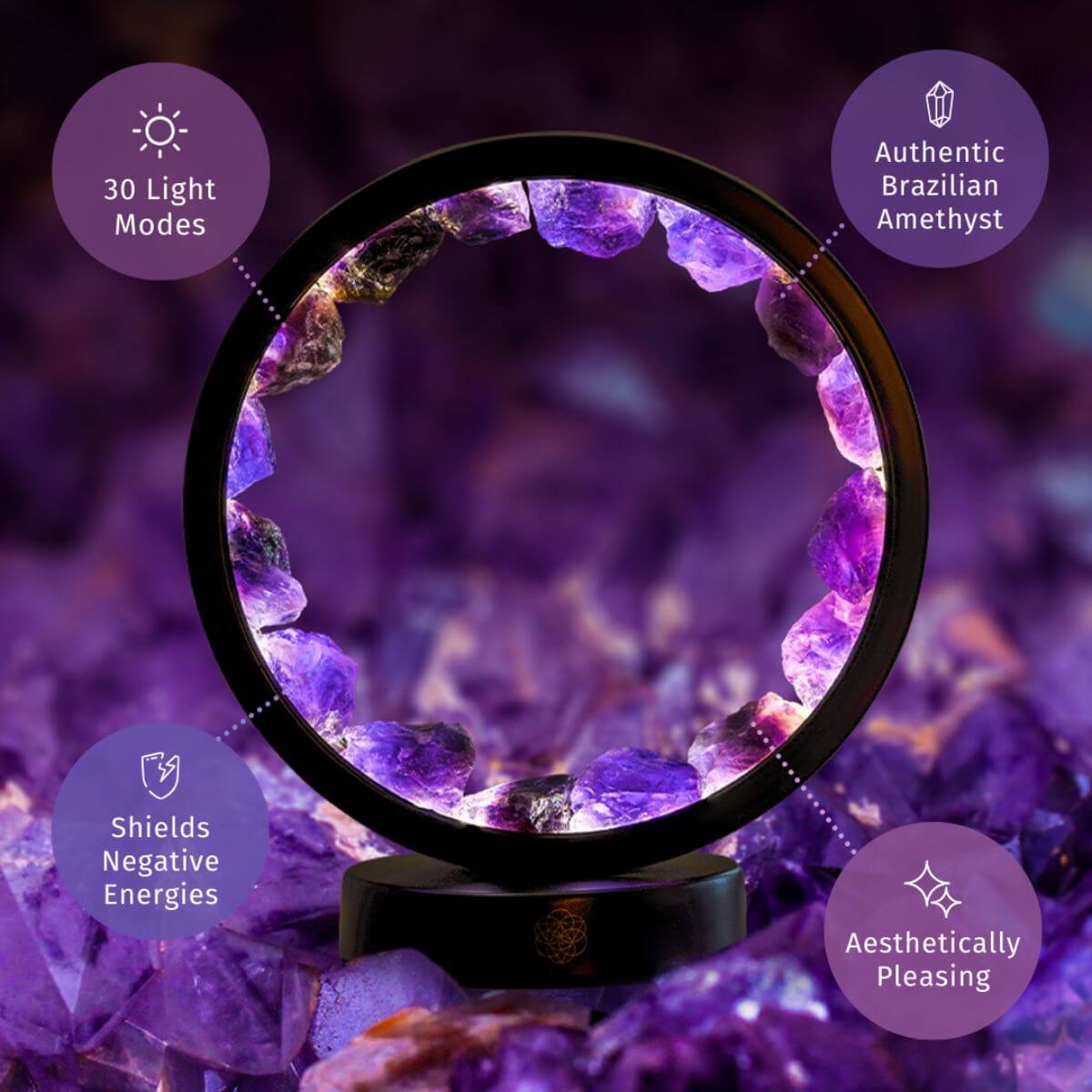 I Am At Peace – Spiritual Protection Amethyst Crystal Lamp