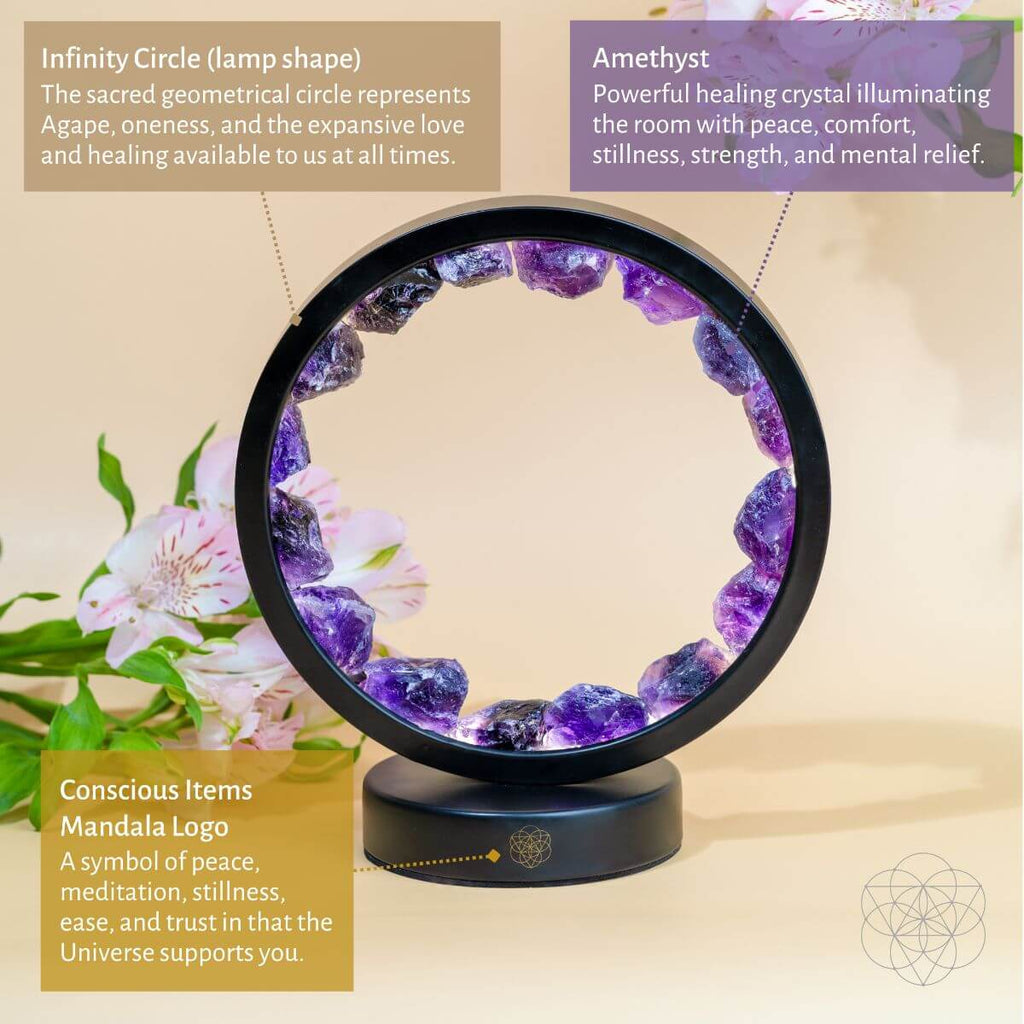 I Am At Peace – Spiritual Protection Amethyst Crystal Lamp
