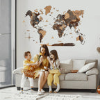 3D Wooden World Map – Multicolor Layered Wall Art
