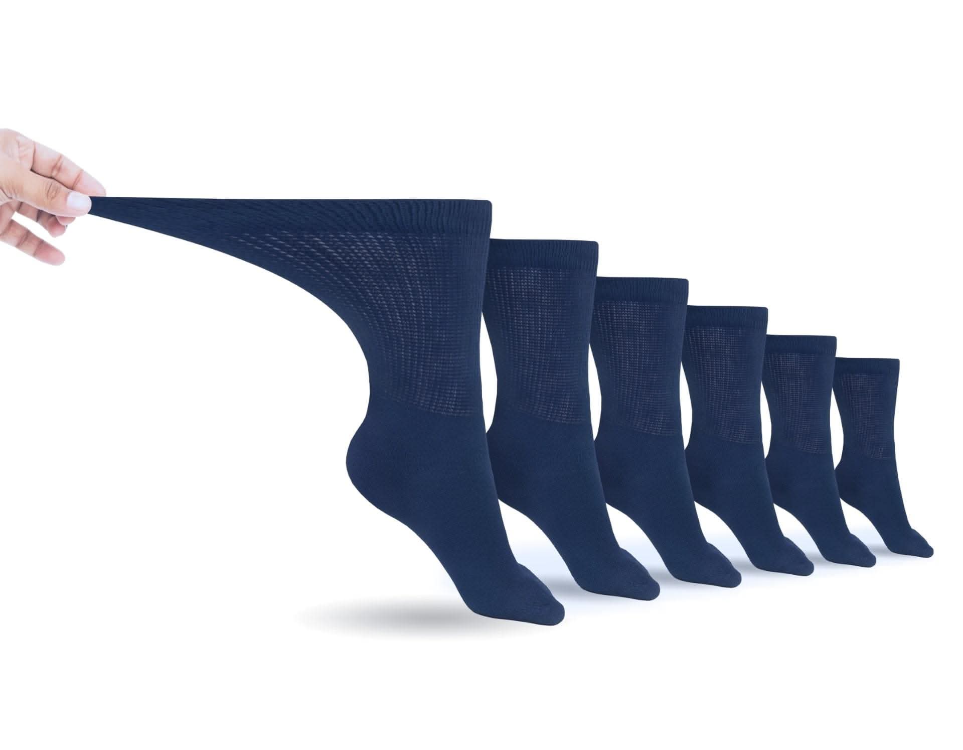 Men's Cotton Diabetic Crew Socks – 6-Pair Pack, Non-Binding Comfort