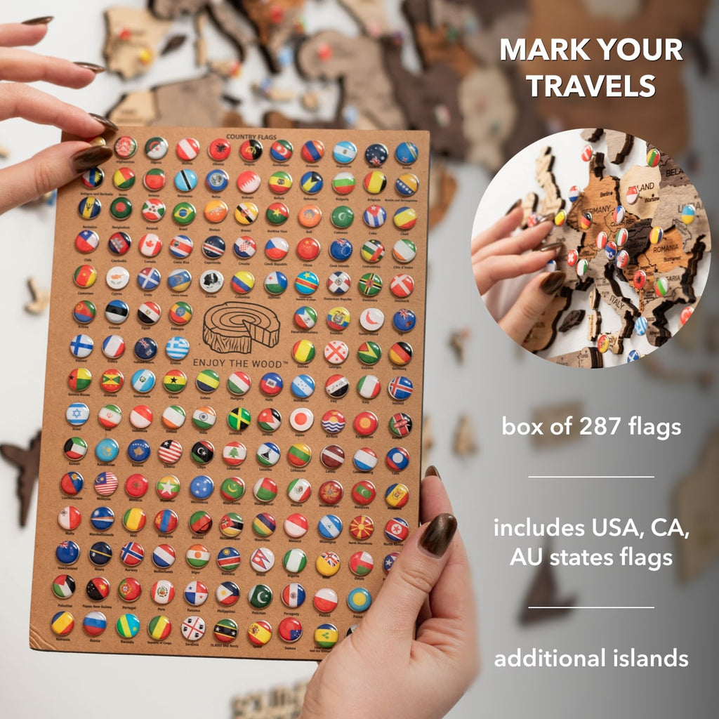 3D Wooden World Map – Multicolor Layered Wall Art