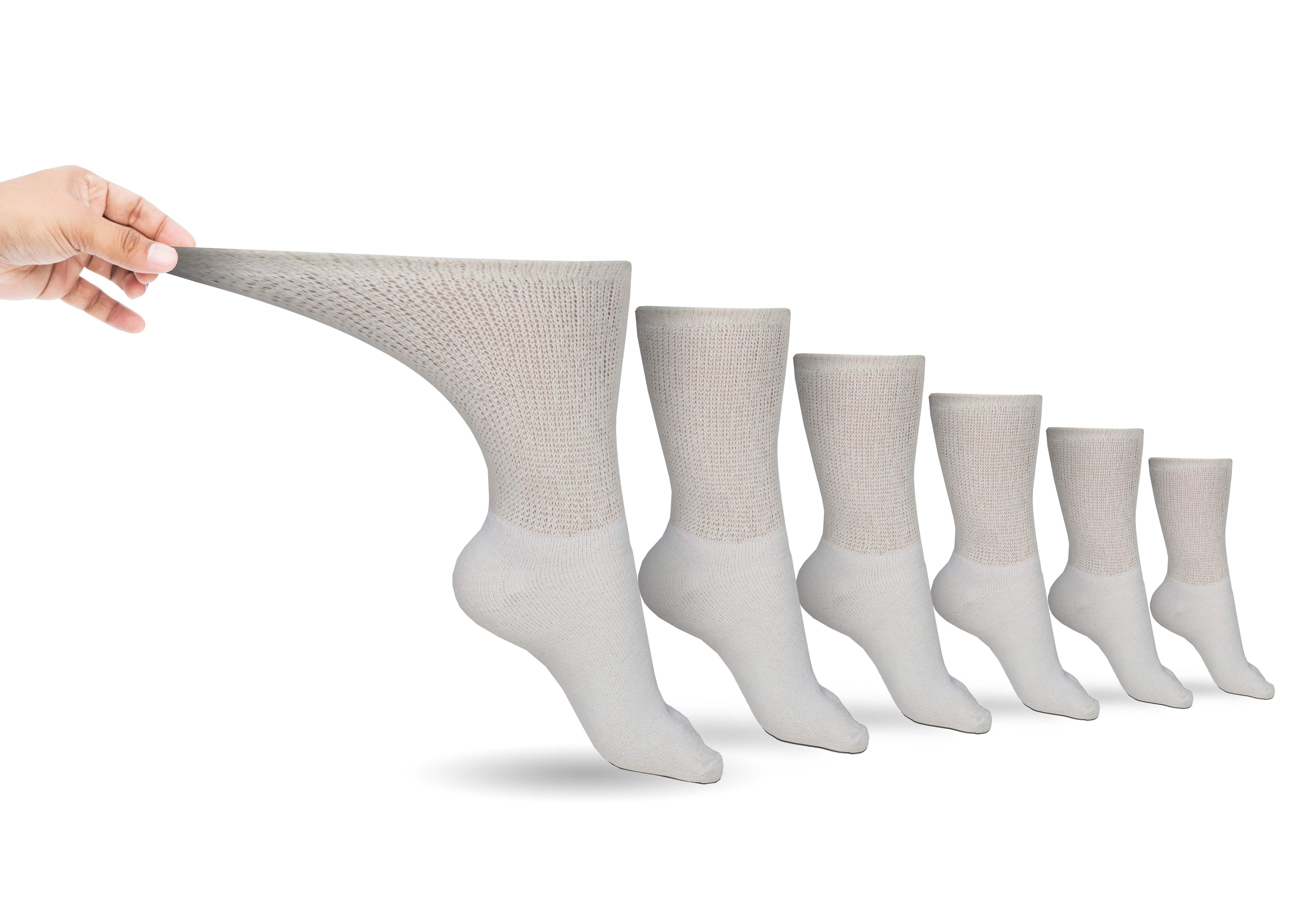 Men's Cotton Diabetic Crew Socks – 6-Pair Pack, Non-Binding Comfort
