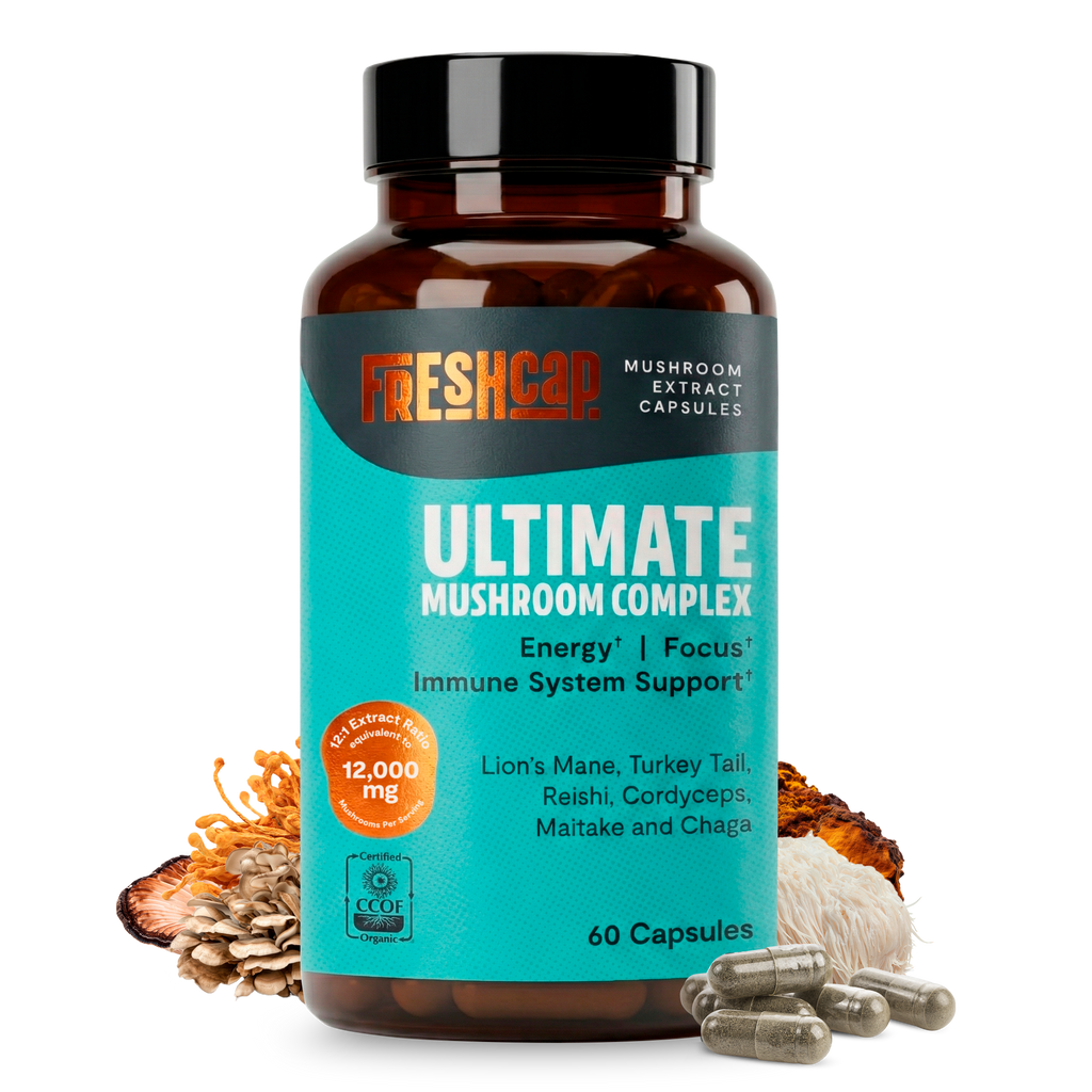 Organic Mushroom Complex Capsules – 10-Mushroom Immune & Brain Support
