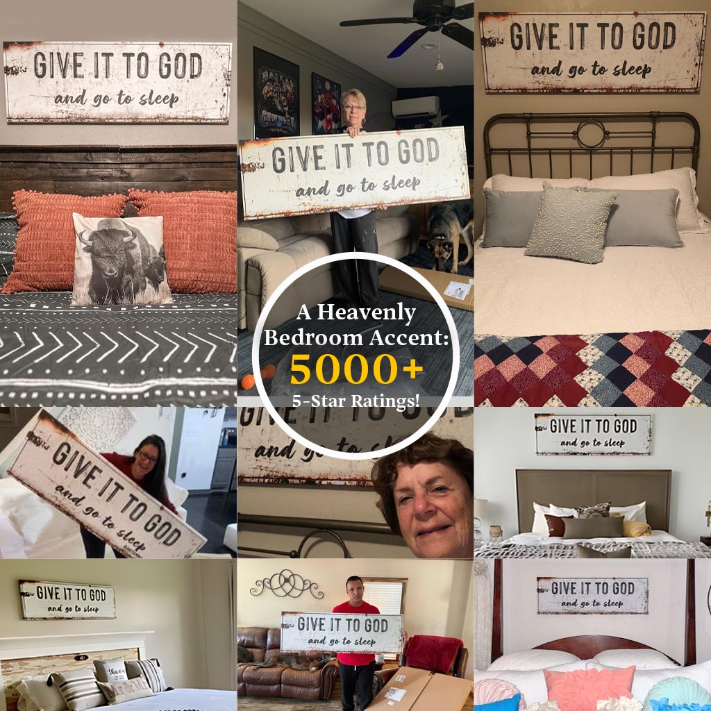 "Give It to God and Go to Sleep" – Rustic Christian Wall Art