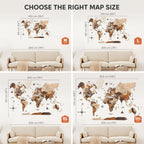 3D Wooden World Map – Multicolor Layered Wall Art