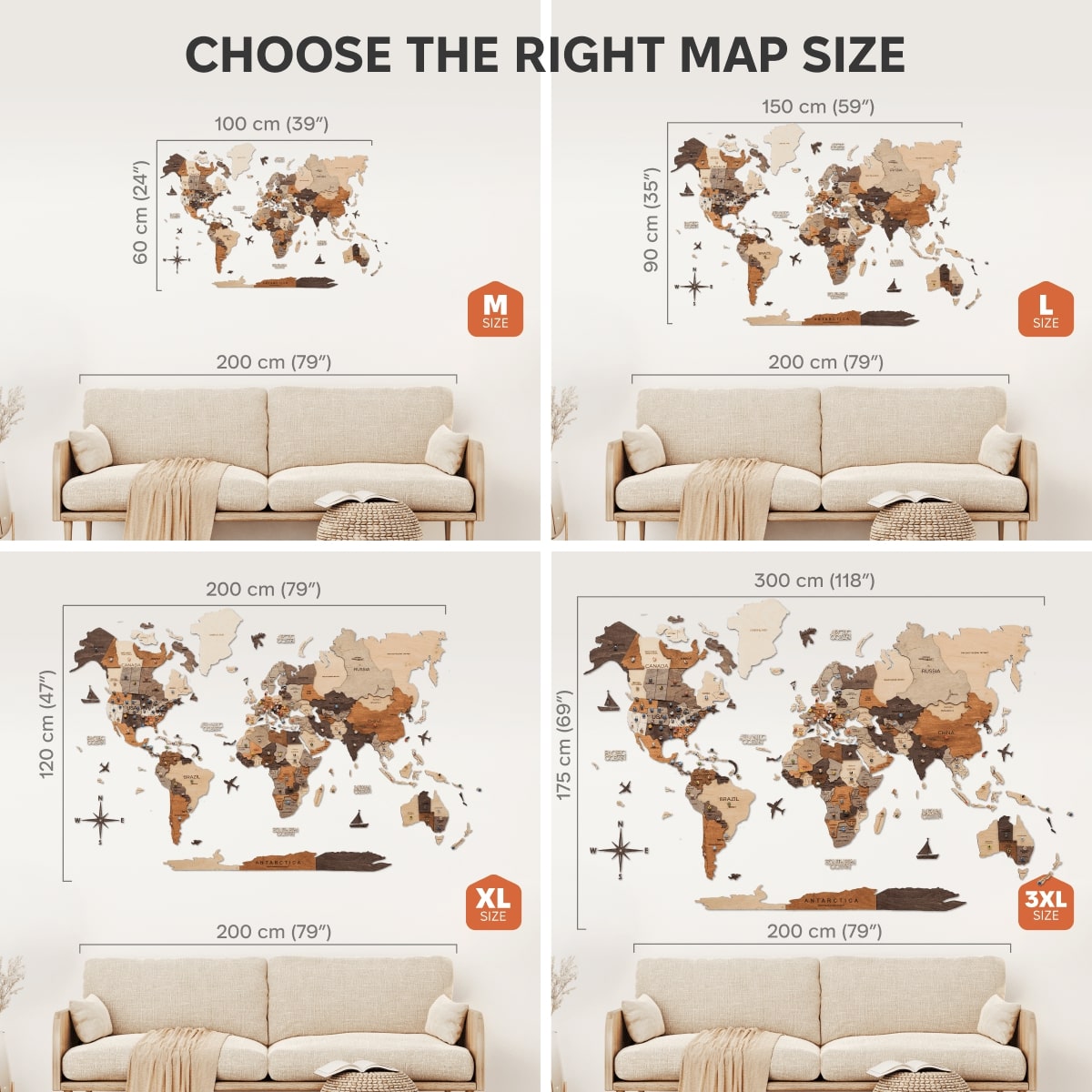 3D Wooden World Map – Multicolor Layered Wall Art