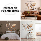 3D Wooden World Map – Multicolor Layered Wall Art